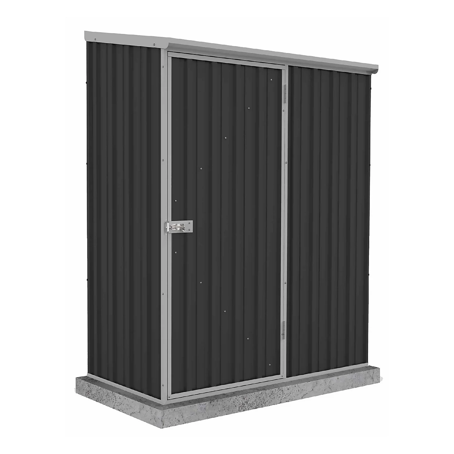 Absco 5 X 3ft Space Saver Metal Pent Shed - Dark Grey 1 Absco 5 X 3ft Space Saver Metal Pent Shed - Dark Grey