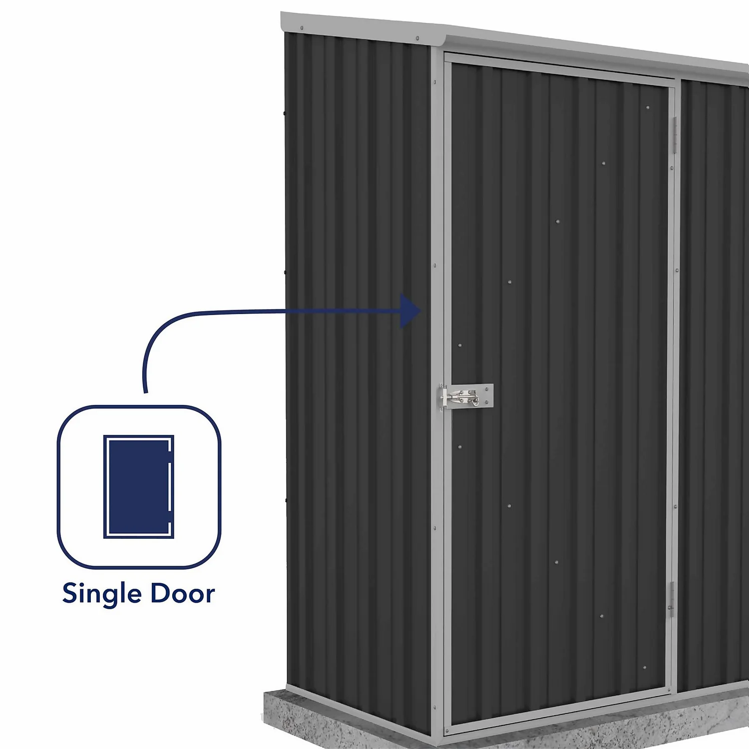 Absco 5 X 3ft Space Saver Metal Pent Shed - Dark Grey 5 Absco 5 X 3ft Space Saver Metal Pent Shed - Dark Grey - Image 5