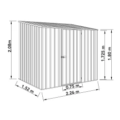 Absco 7.5 X 5ft Space Saver Metal Pent Shed - Zinc -Garden Tool Store 13440831 9354929185562642