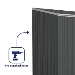 Absco 7.5 X 5ft Space Saver Metal Pent Shed - Grey -Garden Tool Store 13440833 1754945449562410