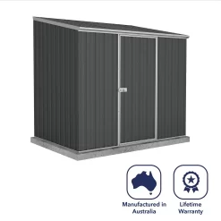 Absco 7.5 X 5ft Space Saver Metal Pent Shed - Grey -Garden Tool Store 13440833 5024945449628383