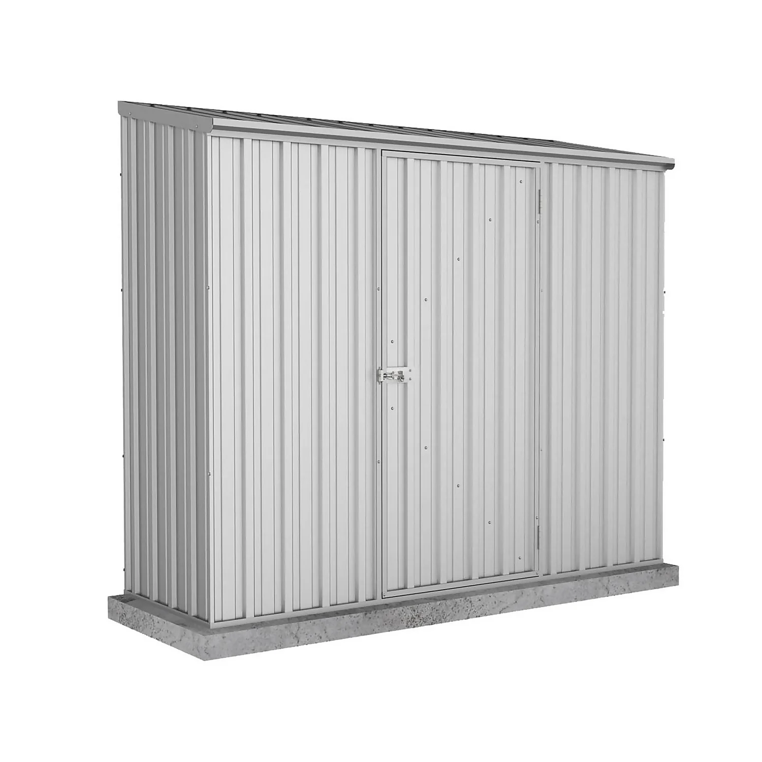 Absco 7.5 X 3ft Space Saver Metal Pent Shed - Zinc 1 Absco 7.5 X 3ft Space Saver Metal Pent Shed - Zinc