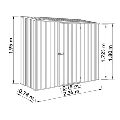 Absco 7.5 X 3ft Space Saver Metal Pent Shed - Zinc 10 Absco 7.5 X 3ft Space Saver Metal Pent Shed - Zinc -Garden Tool Store 13440836 5735027360443002