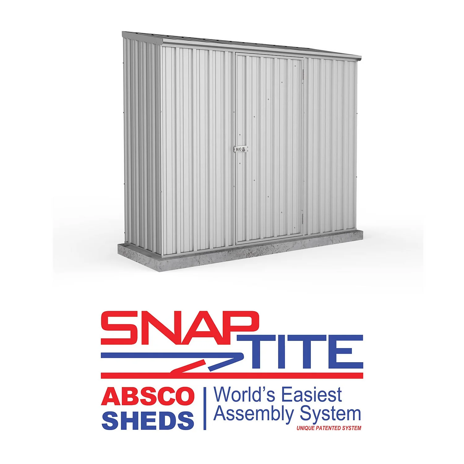 Absco 7.5 X 3ft Space Saver Metal Pent Shed - Zinc 2 Absco 7.5 X 3ft Space Saver Metal Pent Shed - Zinc - Image 2
