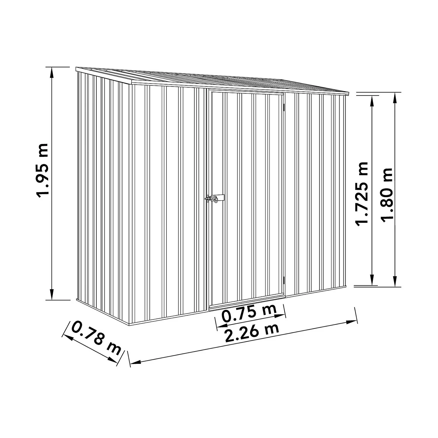 Absco 7.5 X 3ft Space Saver Metal Pent Shed - Green 3 Absco 7.5 X 3ft Space Saver Metal Pent Shed - Green - Image 3