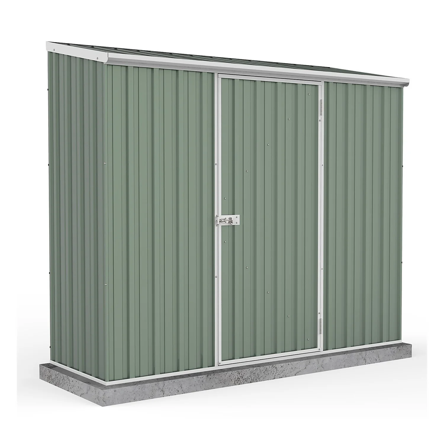 Absco 7.5 X 3ft Space Saver Metal Pent Shed - Green 1 Absco 7.5 X 3ft Space Saver Metal Pent Shed - Green