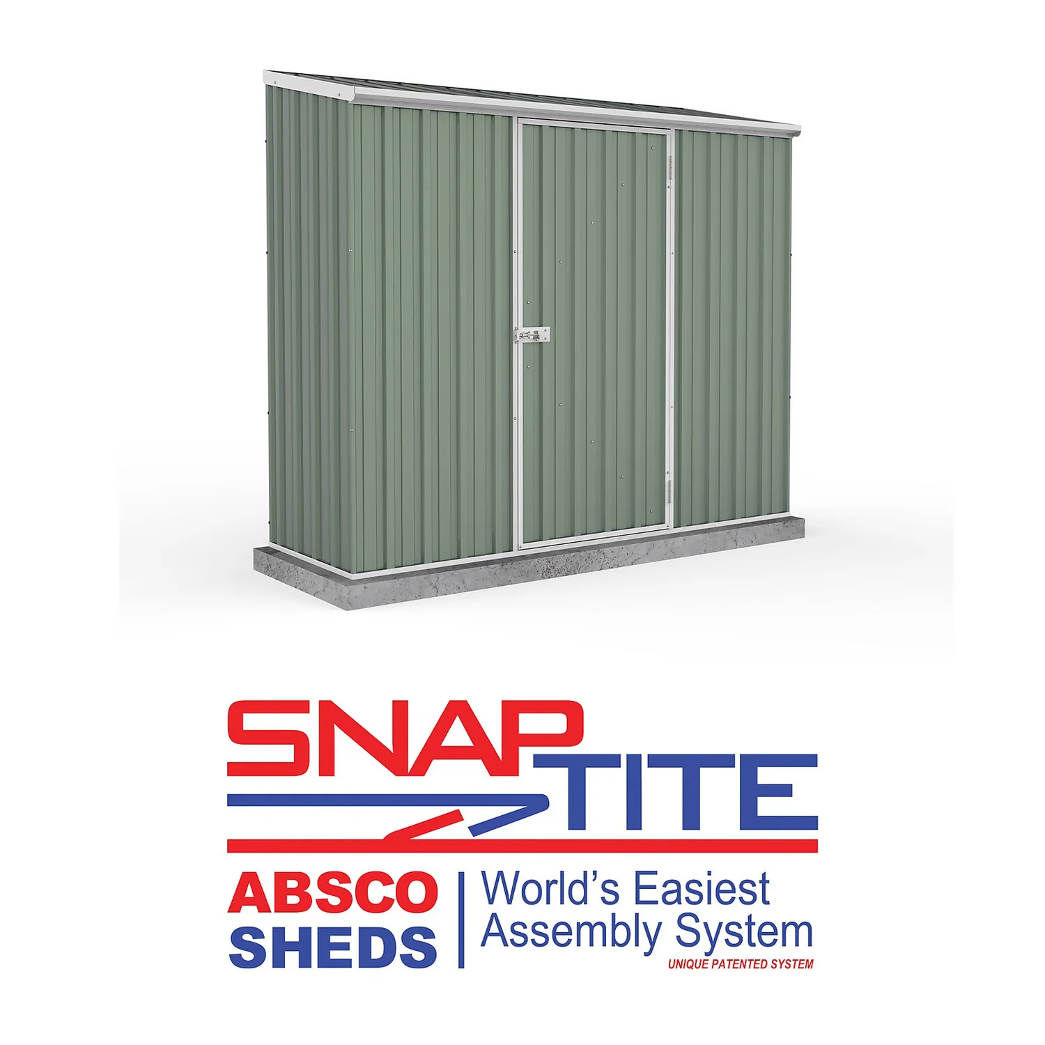 Absco 7.5 X 3ft Space Saver Metal Pent Shed - Green 2 Absco 7.5 X 3ft Space Saver Metal Pent Shed - Green - Image 2