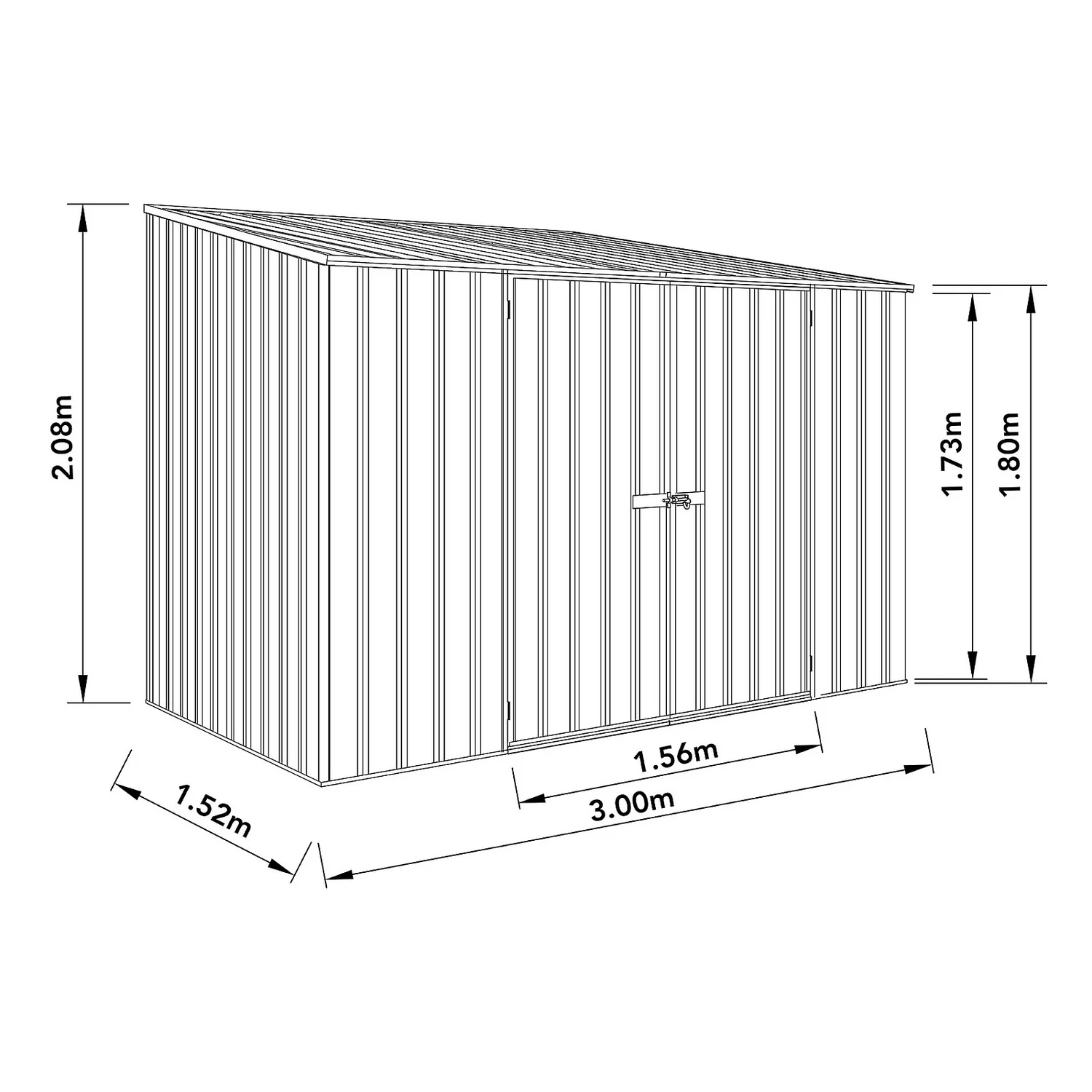 Absco 10 X 5ft Space Saver Metal Pent Shed - Zinc 3 Absco 10 X 5ft Space Saver Metal Pent Shed - Zinc - Image 3