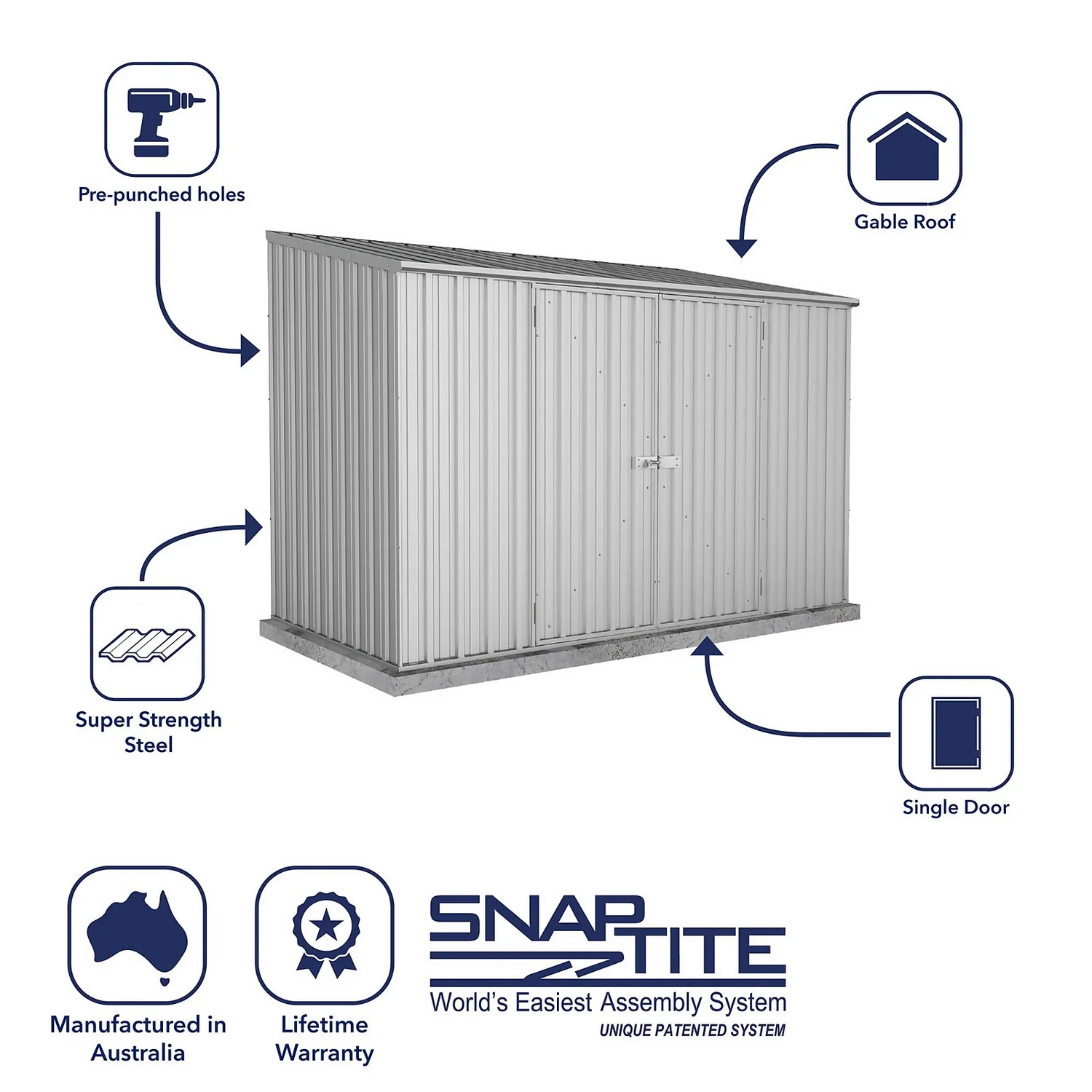 Absco 10 X 5ft Space Saver Metal Pent Shed - Zinc 2 Absco 10 X 5ft Space Saver Metal Pent Shed - Zinc - Image 2