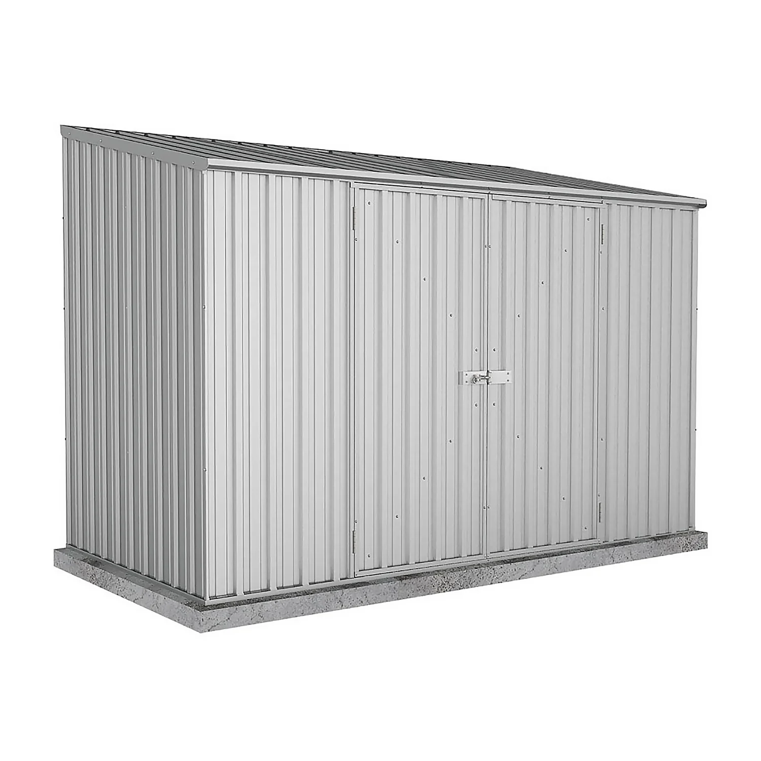 Absco 10 X 5ft Space Saver Metal Pent Shed - Zinc 1 Absco 10 X 5ft Space Saver Metal Pent Shed - Zinc