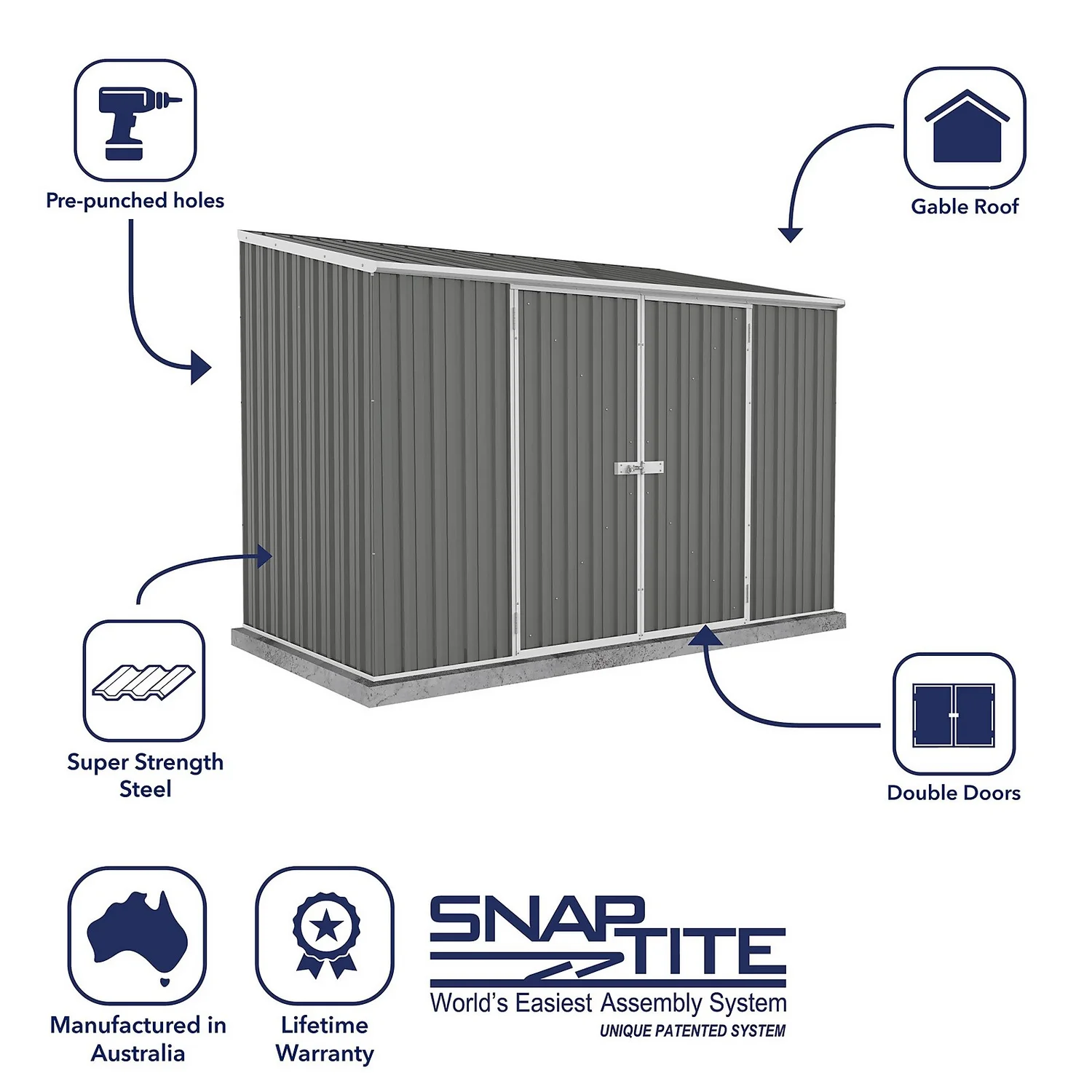 Absco 10 X 5ft Space Saver Metal Pent Shed - Grey 2 Absco 10 X 5ft Space Saver Metal Pent Shed - Grey - Image 2