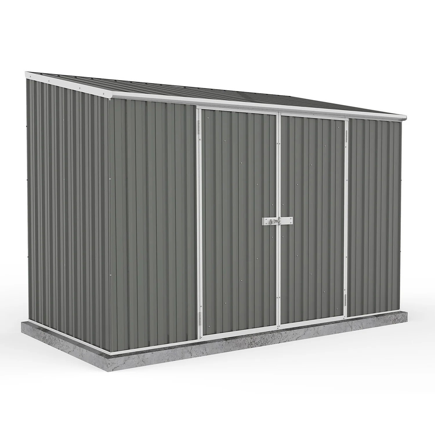 Absco 10 X 5ft Space Saver Metal Pent Shed - Grey 1 Absco 10 X 5ft Space Saver Metal Pent Shed - Grey