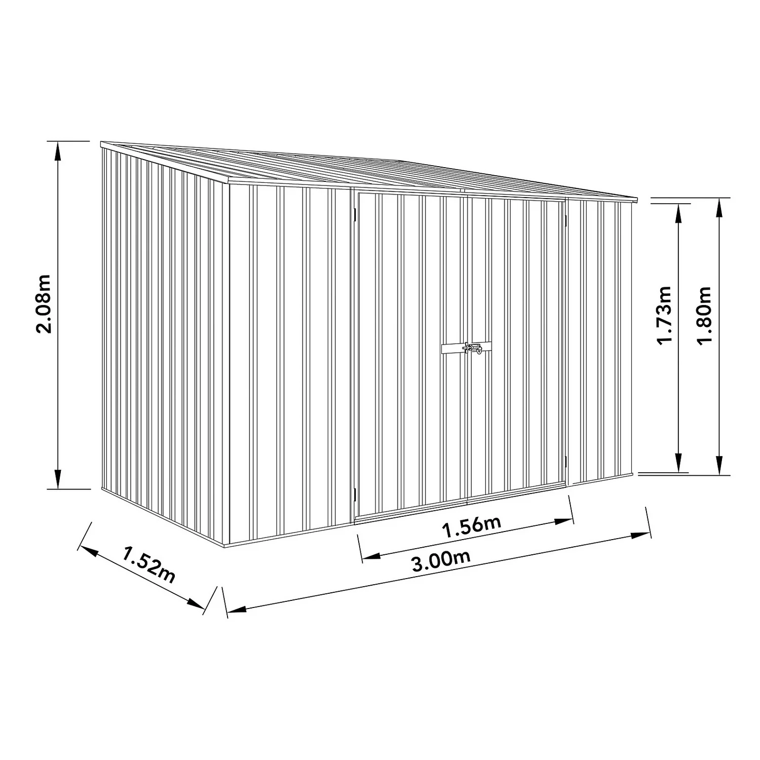 Absco 10 X 5ft Space Saver Metal Pent Shed - Grey 3 Absco 10 X 5ft Space Saver Metal Pent Shed - Grey - Image 3