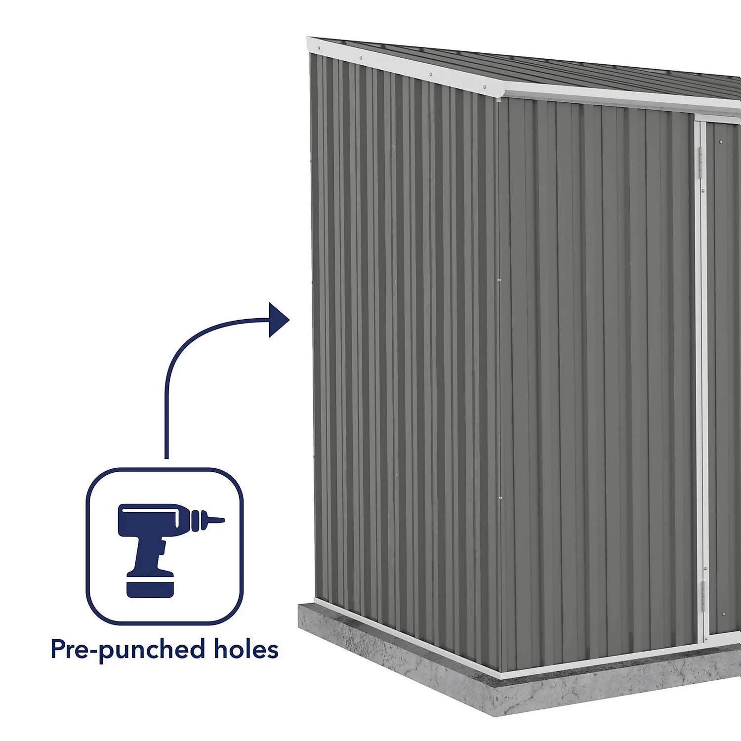 Absco 10 X 5ft Space Saver Metal Pent Shed - Grey 6 Absco 10 X 5ft Space Saver Metal Pent Shed - Grey - Image 6