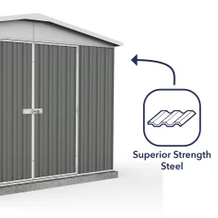 Absco 10 X 5ft Regent Metal Apex Shed - Grey -Garden Tool Store 13440854 9994929164459265
