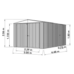 Absco 10 X 15ft Utility Workshop Apex Metal Shed - Zinc -Garden Tool Store 13440863 1074929163582140