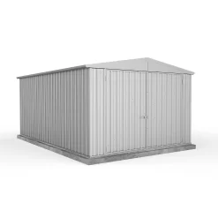 Absco 10 X 15ft Utility Workshop Apex Metal Shed - Zinc