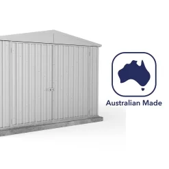 Absco 10 X 15ft Utility Workshop Apex Metal Shed - Zinc -Garden Tool Store 13440863 1814929163975179