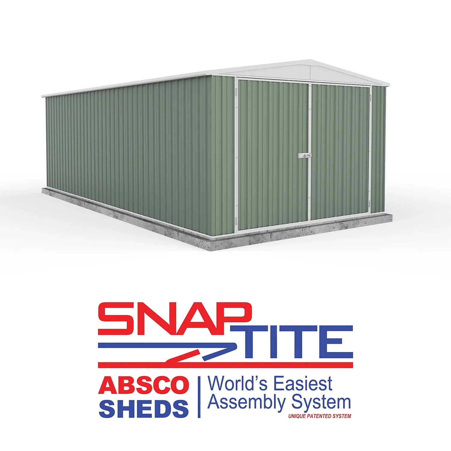 Absco 10x20ft Utility Workshop Apex Metal Shed - Green 2 Absco 10x20ft Utility Workshop Apex Metal Shed - Green - Image 2