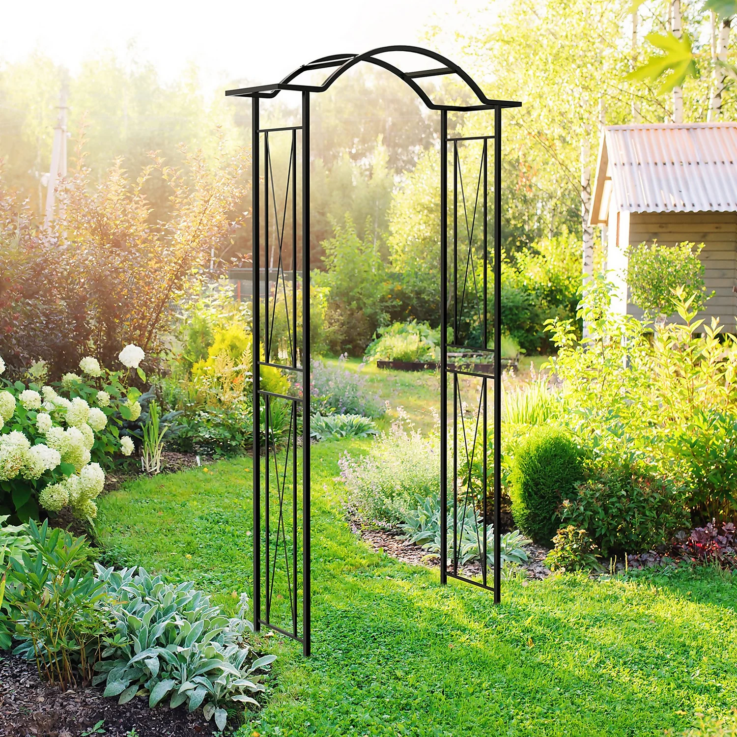 Panacea KD Wave Top Steel Garden Arch - Black 2 Panacea KD Wave Top Steel Garden Arch - Black - Image 2