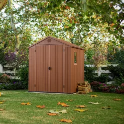 Keter Darwin Outdoor Apex Garden Storage Shed 6ft X 6ft - Brown -Garden Tool Store 13492315 1305036180721927