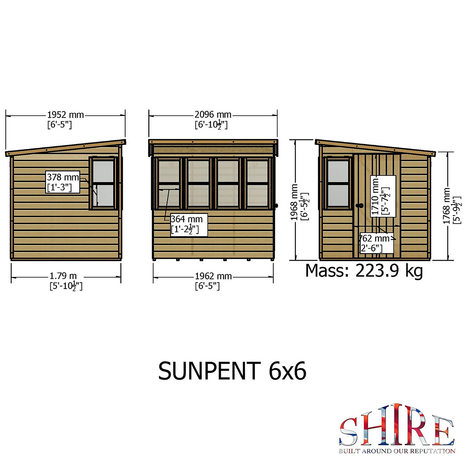 Shire 6 X 6ft Sun Pent Shed 3 Shire 6 X 6ft Sun Pent Shed - Image 3