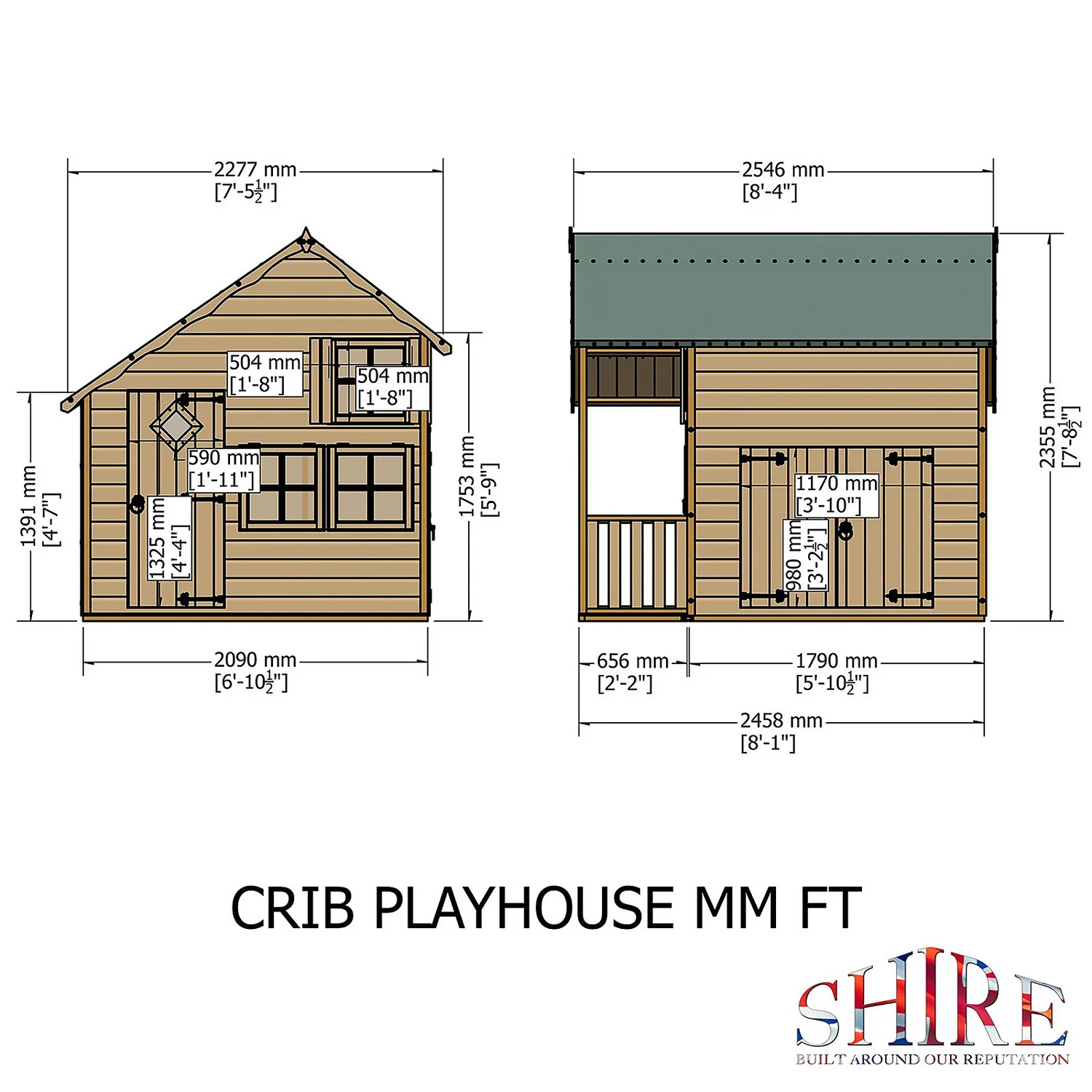 Shire 6 X 8ft Crib Kids Wooden Playhouse 3 Shire 6 X 8ft Crib Kids Wooden Playhouse - Image 3