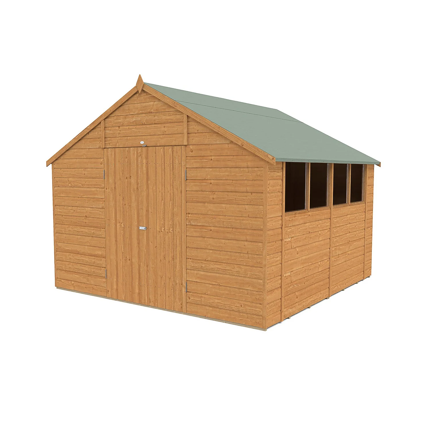 Shiplap Dip Treated 10x10ft Apex Shed - Double Door 1 Shiplap Dip Treated 10x10ft Apex Shed - Double Door