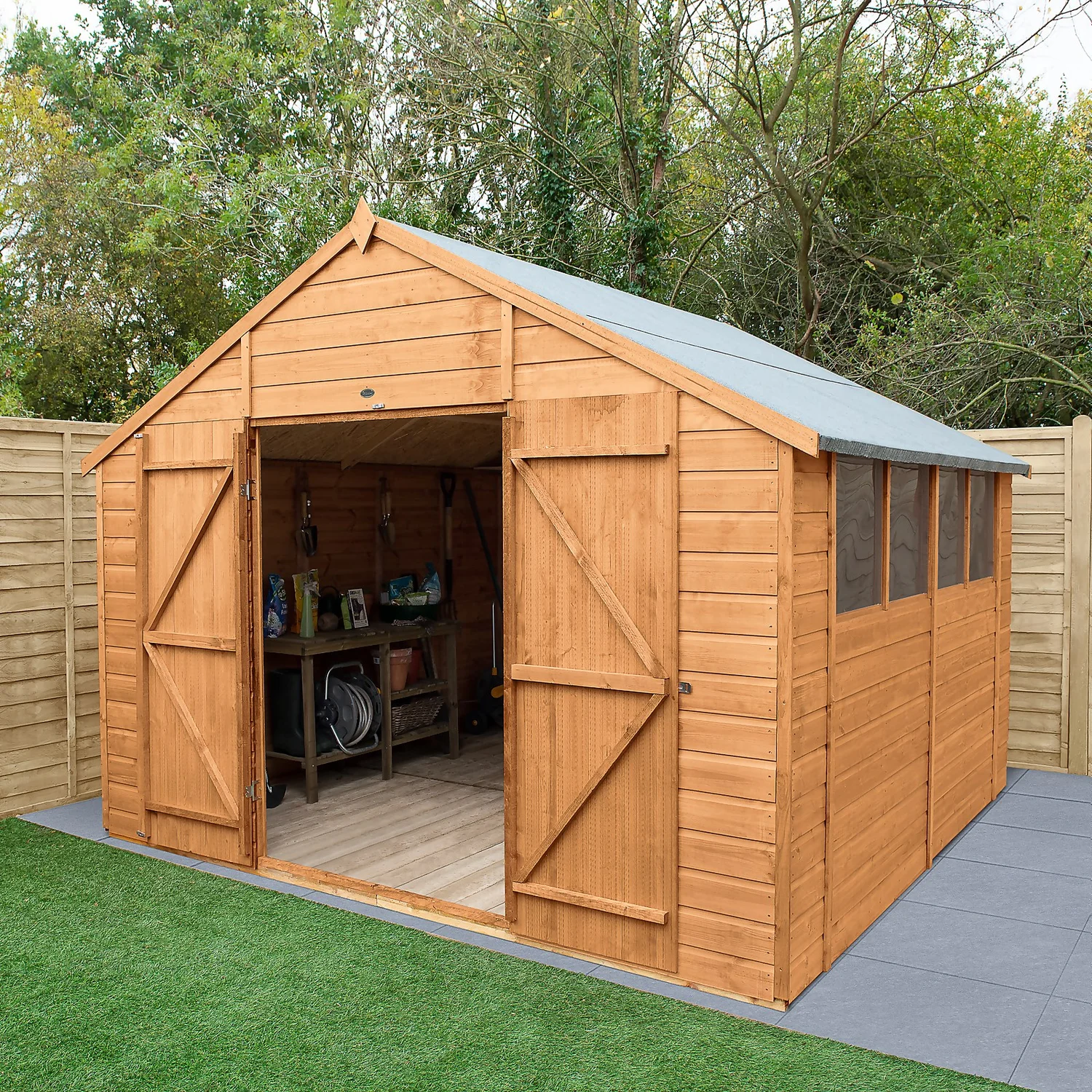 Shiplap Dip Treated 10x10ft Apex Shed - Double Door 2 Shiplap Dip Treated 10x10ft Apex Shed - Double Door - Image 2