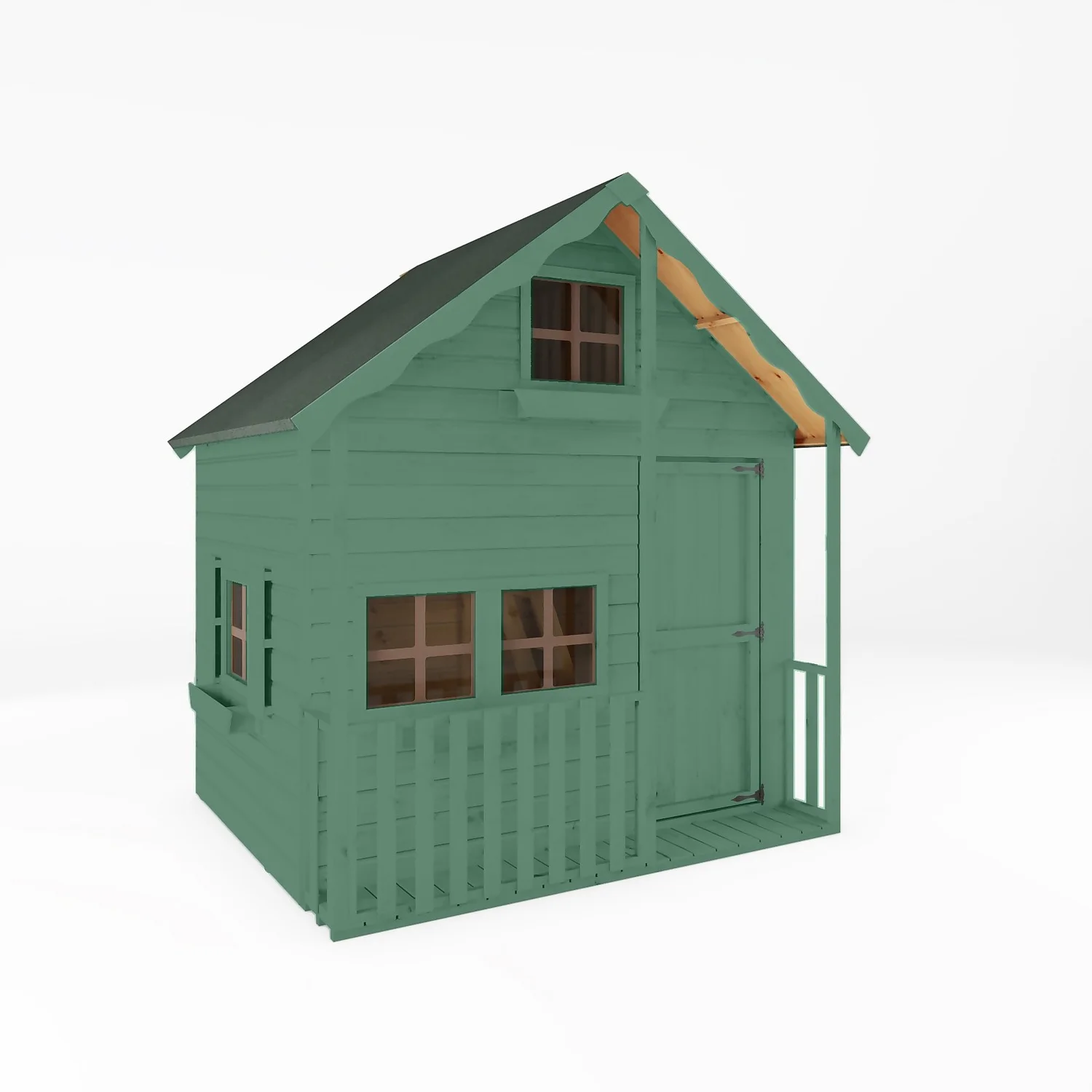 Country Living 7ft X 5ft Premium Sandon Double Storey Playhouse With Veranda Painted + Installation - Aurora Green 1 Country Living 7ft X 5ft Premium Sandon Double Storey Playhouse With Veranda Painted + Installation - Aurora Green