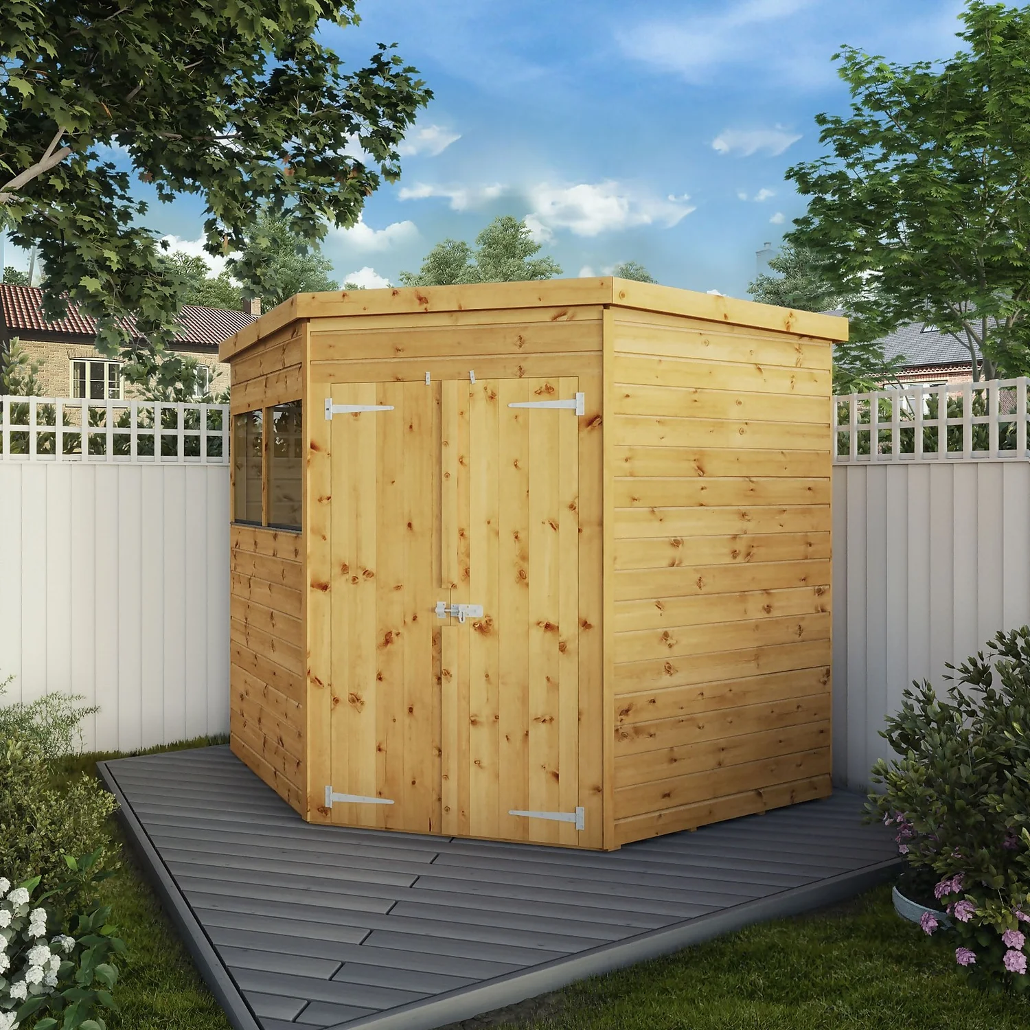 Mercia 7ft X 7ft Premium Shiplap Corner Shed 2 Mercia 7ft X 7ft Premium Shiplap Corner Shed - Image 2