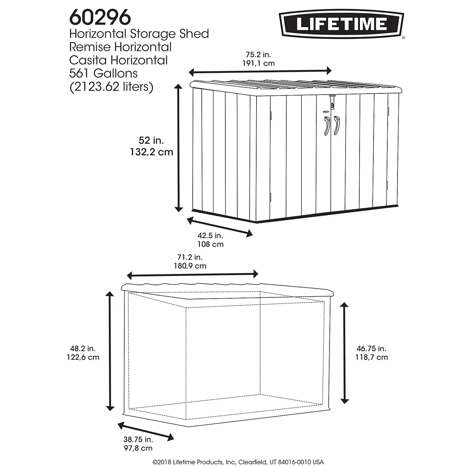 Lifetime Horizontal Plastic Outdoor Storage Shed 4 Lifetime Horizontal Plastic Outdoor Storage Shed - Image 4