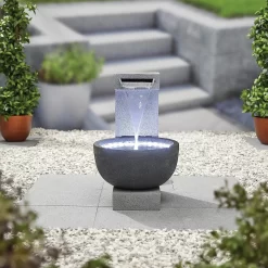 Stylish Fountain Solitary Pour Water Feature With LEDs -Garden Tool Store 13846046 4544962028419153