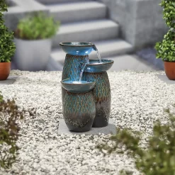 Stylish Fountain Glazed Trio Water Feature With LEDs 6 Stylish Fountain Glazed Trio Water Feature With LEDs -Garden Tool Store 13846047 7854962028373355