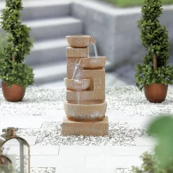 Stylish Fountain Sparkling Bowls Water Feature With LEDs -Garden Tool Store 13846048 2824971880480515