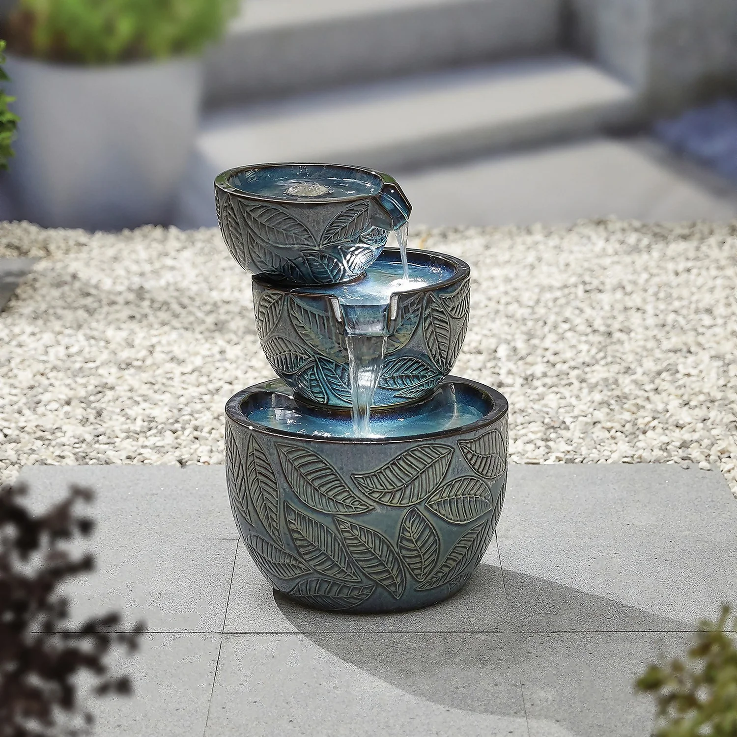 Stylish Fountain Fossil Leaf Water Feature With LEDs 2 Stylish Fountain Fossil Leaf Water Feature With LEDs - Image 2