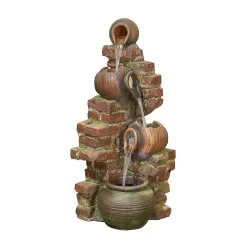 Stylish Fountain Flowing Jugs Water Feature With LEDs