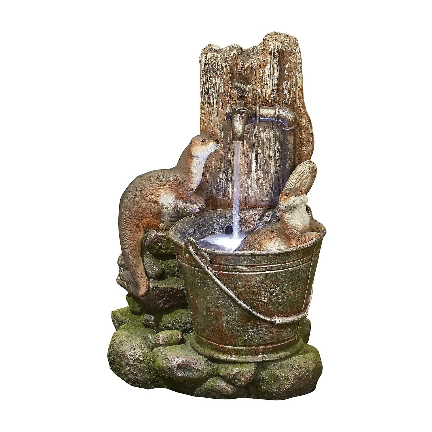 Stylish Fountain Playful Otters Water Feature With LEDs 1 Stylish Fountain Playful Otters Water Feature With LEDs