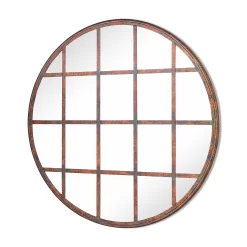 MirrorOutlet Metal Round Decorative Window Garden Mirror - 80cm