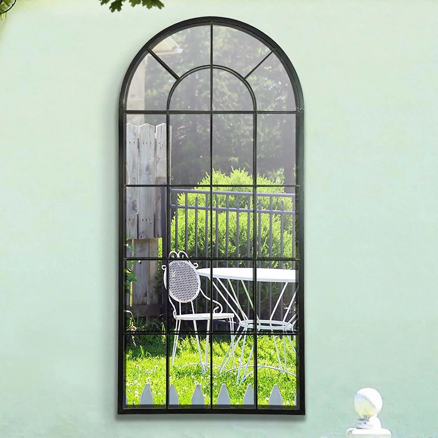 MirrorOutlet Somerley Lotus Arch Antique Black Large Garden Mirror - 140x65cm 1 MirrorOutlet Somerley Lotus Arch Antique Black Large Garden Mirror - 140x65cm