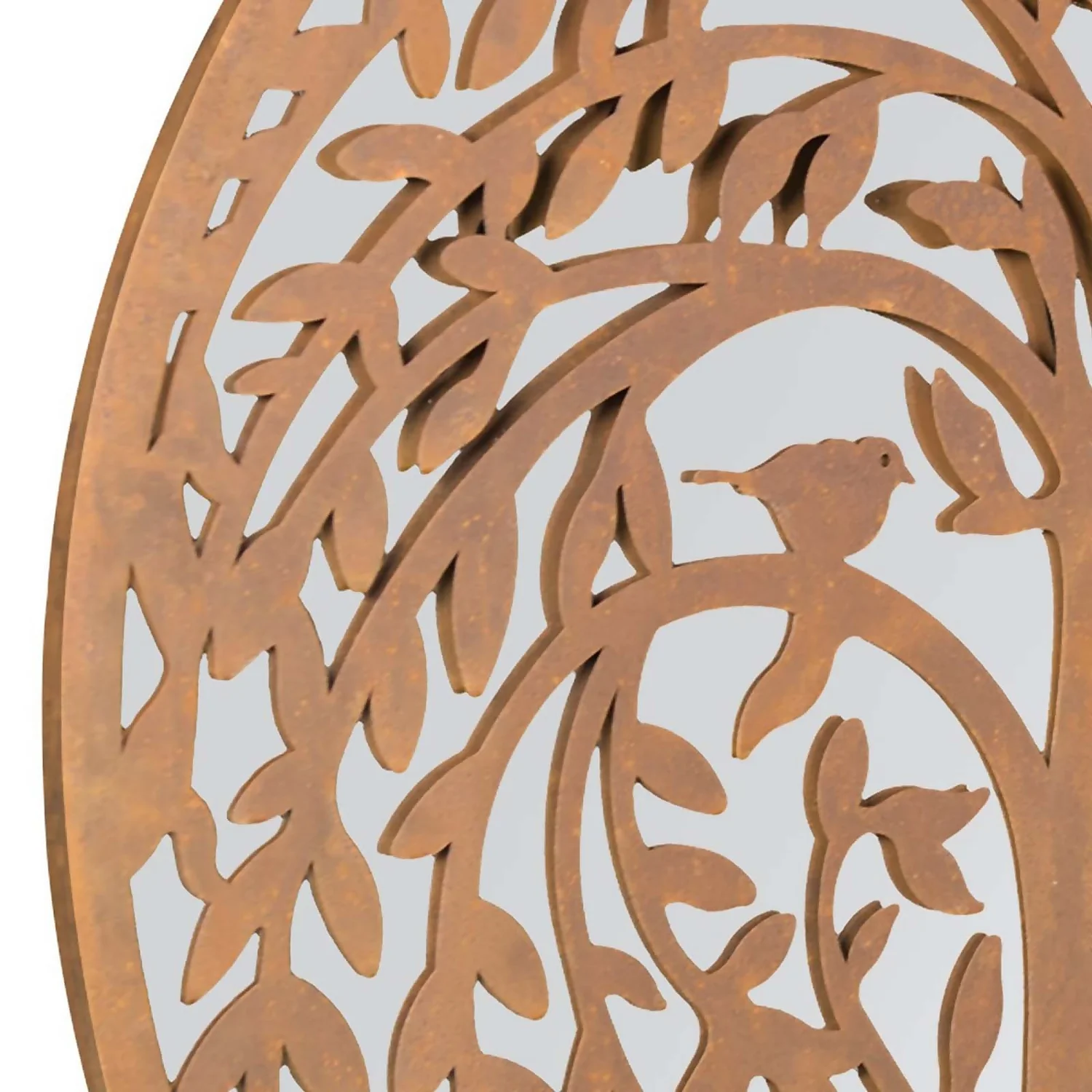 MirrorOutlet Swirl Tree Round Garden Mirror - 100cm 2 MirrorOutlet Swirl Tree Round Garden Mirror - 100cm - Image 2