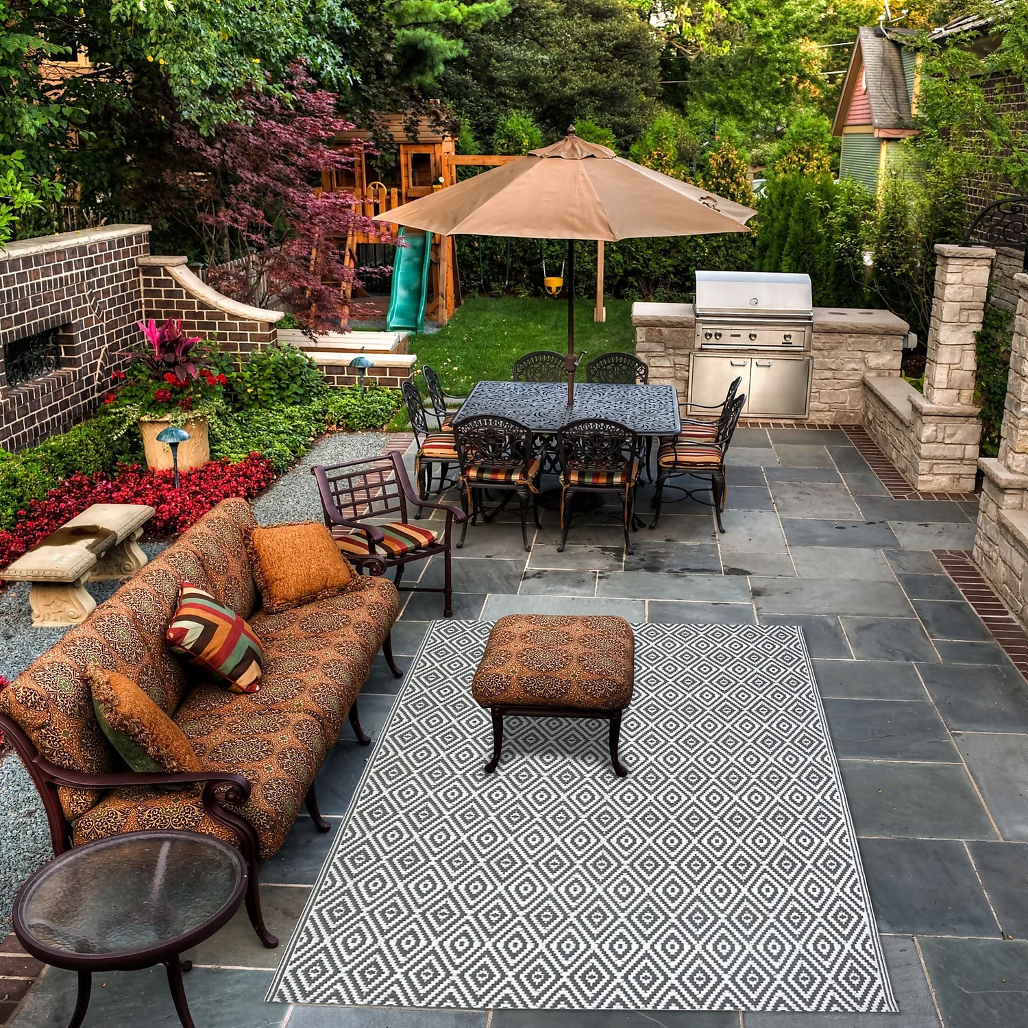 Homebase Outdoor Rug - Grey 120x180cm 3 Homebase Outdoor Rug - Grey 120x180cm - Image 3