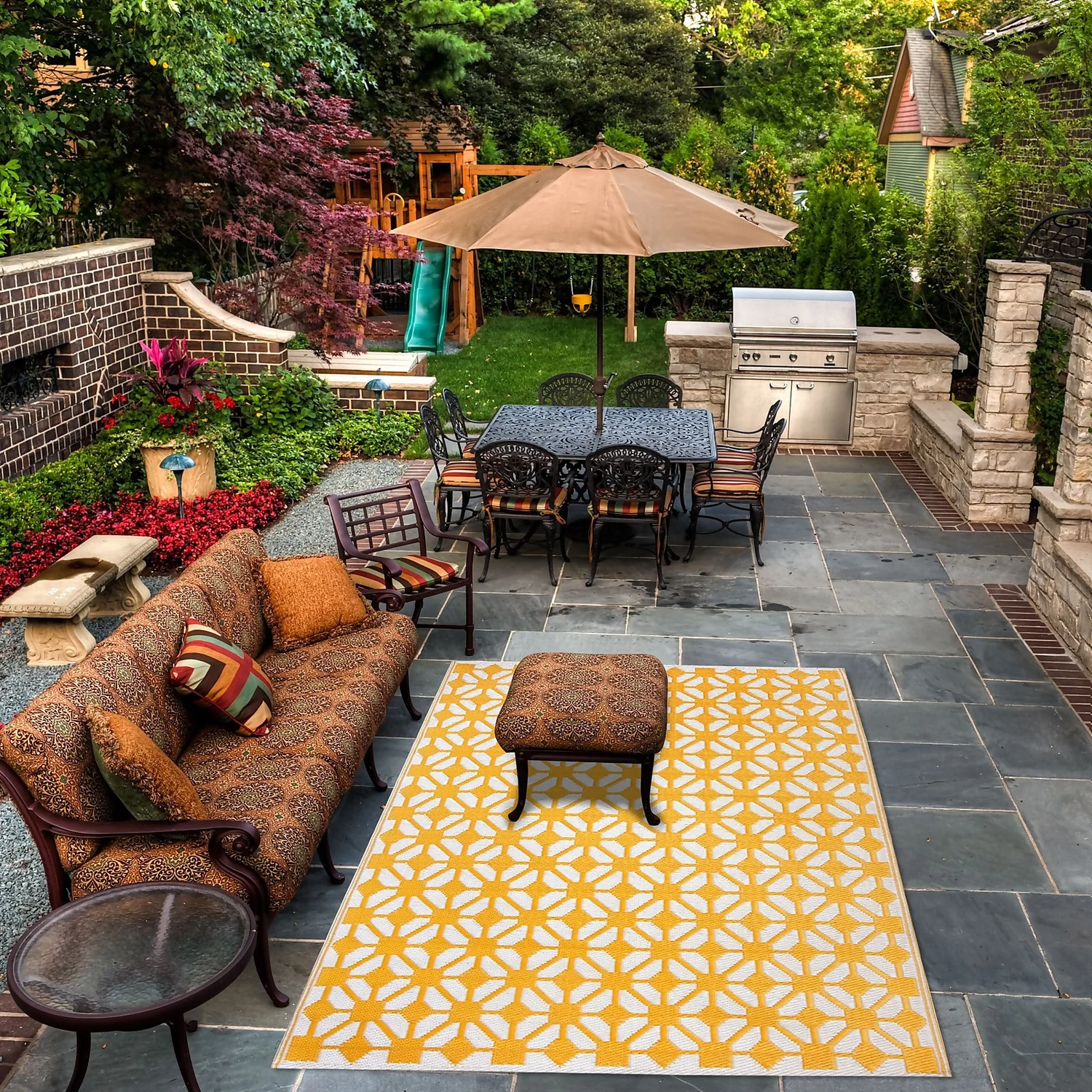 Homebase Outdoor Rug - Mustard 160x230cm 3 Homebase Outdoor Rug - Mustard 160x230cm - Image 3