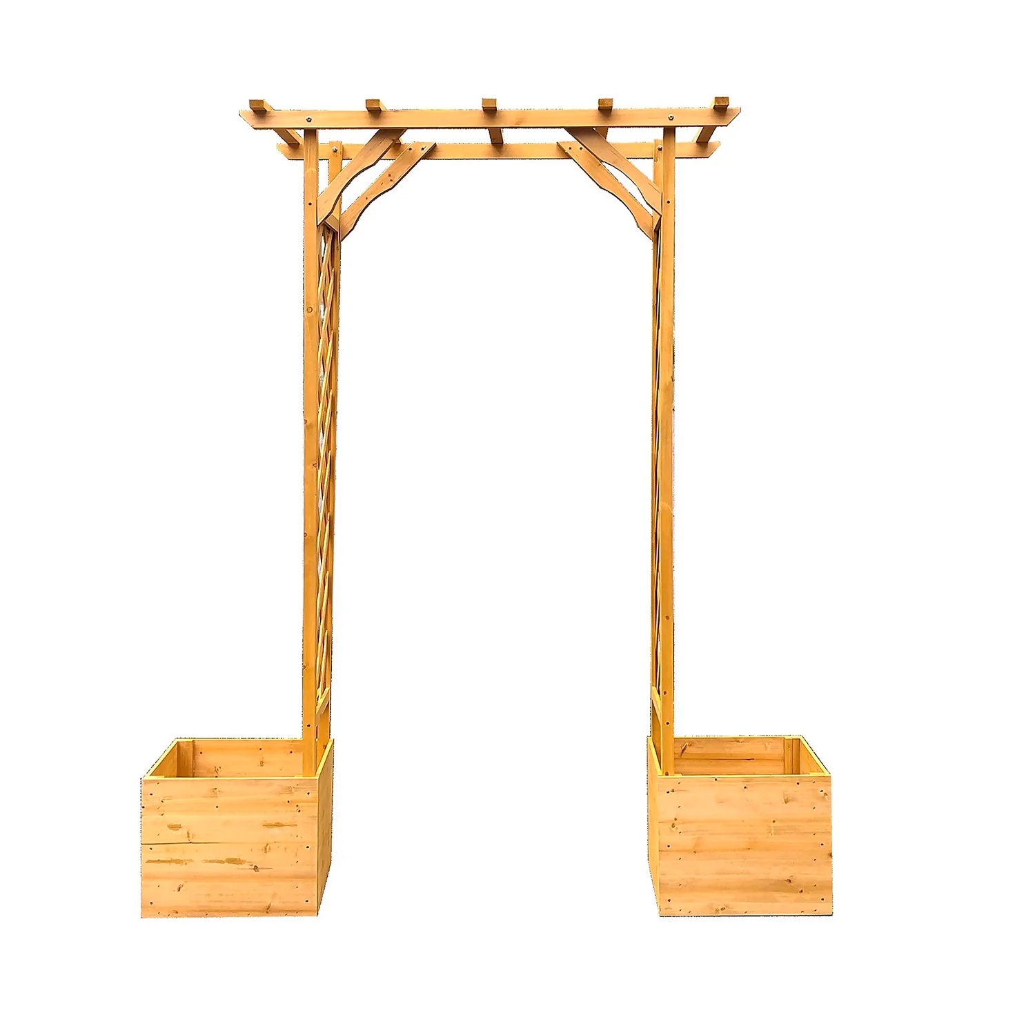 Homebase Wooden Garden Arched Trellis With Planters 1 Homebase Wooden Garden Arched Trellis With Planters