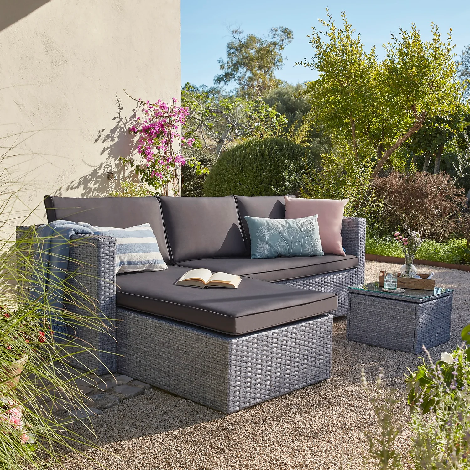Alexandria Rattan Effect Garden Corner Sofa Set - Ash Grey 1 Alexandria Rattan Effect Garden Corner Sofa Set - Ash Grey