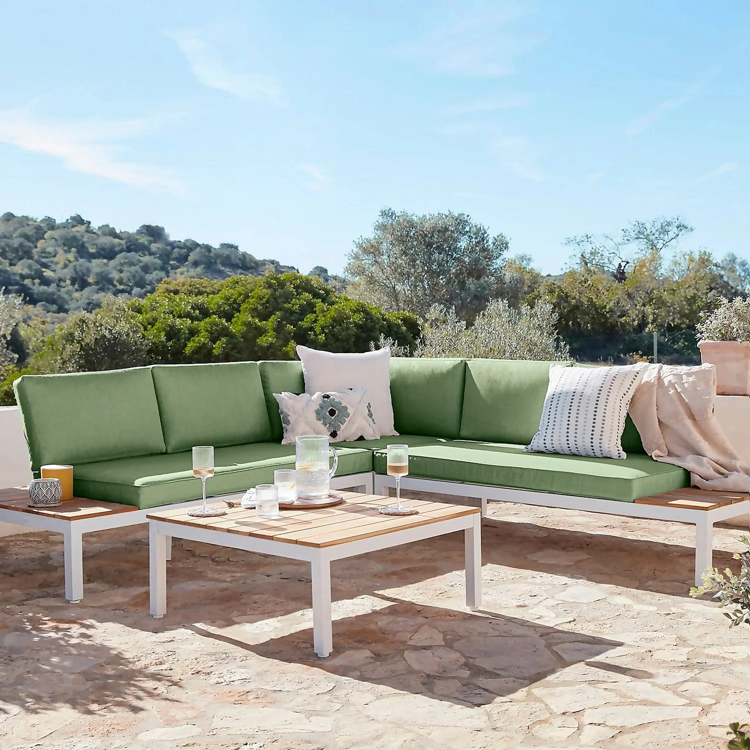 Spirit Metal Garden Corner Sofa Set - Green 1 Spirit Metal Garden Corner Sofa Set - Green
