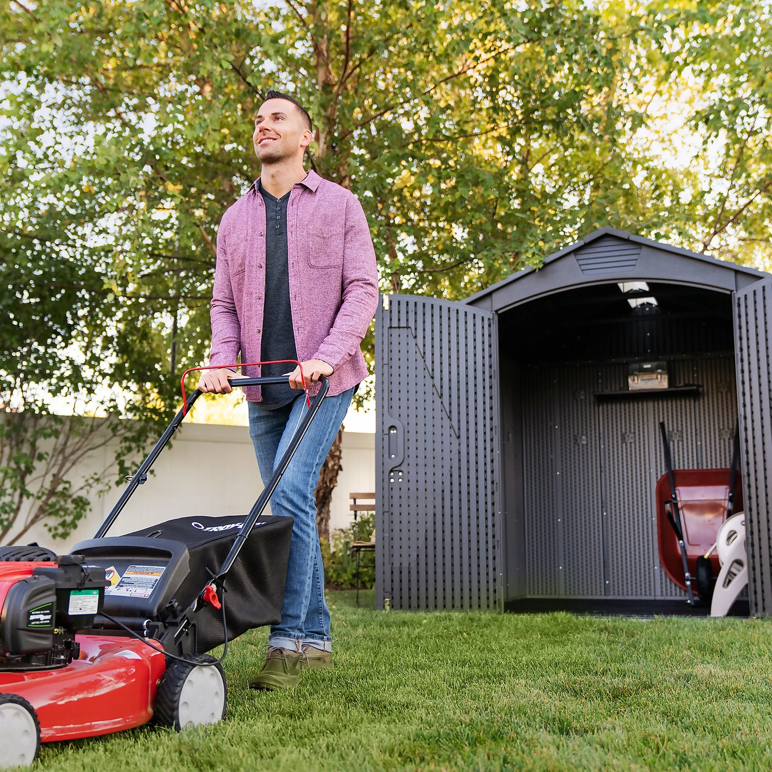 Lifetime 7x7ft Outdoor Storage Shed - Rough-Cut Grey 5 Lifetime 7x7ft Outdoor Storage Shed - Rough-Cut Grey - Image 5