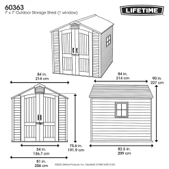 Lifetime 7x7ft Outdoor Storage Shed - Rough-Cut Grey 12 Lifetime 7x7ft Outdoor Storage Shed - Rough-Cut Grey -Garden Tool Store 13997403 1555000054831001