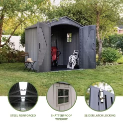 Lifetime 7x7ft Outdoor Storage Shed - Rough-Cut Grey 13 Lifetime 7x7ft Outdoor Storage Shed - Rough-Cut Grey -Garden Tool Store 13997403 2055000054879100