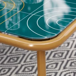 Omari Metal Garden Corner Sofa Set - Teal & Gold -Garden Tool Store 14005699 2305022704523750